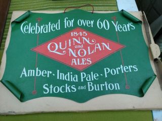 Pre Prohibition Quinn And Nolan Ale Beer Scrolled Edges Metal Sign -