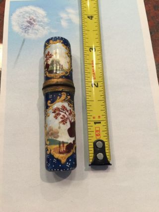 Late 1800’s Small Cylinder Porcelain And Enamel Over Brass
