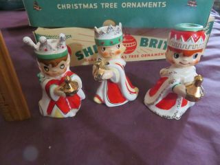 Vintage 1960 Holt Howard Three Wise Men Bells Candle Holders Retro Kitschy Nr