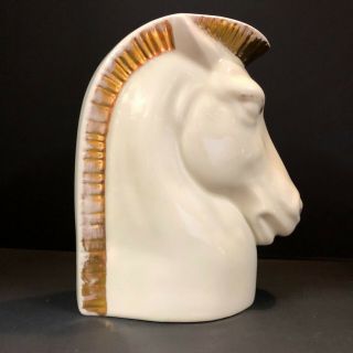 Dockrell Pottery Art Deco Horse Head Vase Base White With Gold Caldwell Bust