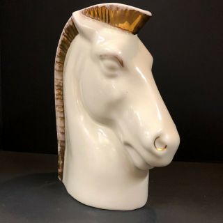 Dockrell Pottery Art Deco Horse Head Vase Base White with Gold Caldwell Bust 2