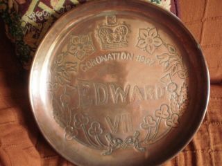 Antique Edward V11 Coronation Tray 1902 Hand Beaten Copper Arts & Crafts