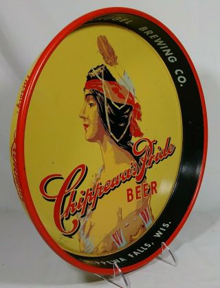 Old Leinenkugel Beer Tin Serving Tray Indian Maiden Chippewa Falls Wisconsin WI 2