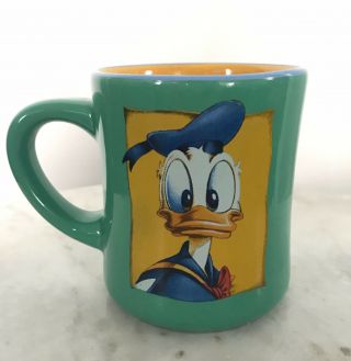 Disney Donald Duck Coffee Cup Mug Green And Yellow Color