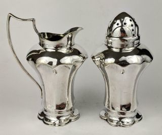 Art Nouveau Silver Plated Cream Jug & Sugar Caster C1905