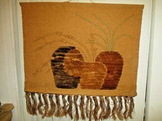 Vintage Mcm Style Jute Tapestry / Wall Hanging - 39x 31 1/2
