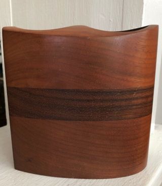 Peter Bloch & Padauk Modern Design Black Walnut Wood Desk Organizer Vase 2