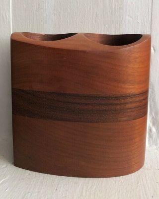 Peter Bloch & Padauk Modern Design Black Walnut Wood Desk Organizer Vase 3