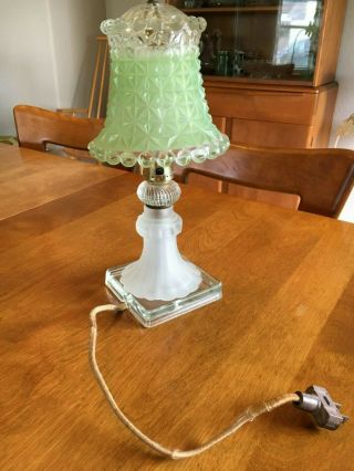 Vintage Mid Century Cut Glass Boudoir Nightstand Lamp
