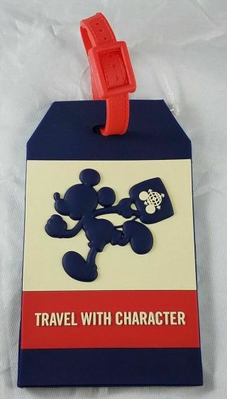 Disney Parks Mickey Mouse Suitcase Travel With Character Luggage Tag Pvc -