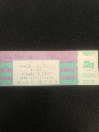 Nirvana Kurt Cobain Great Western Forum Vintage Ticket 12/30/1993