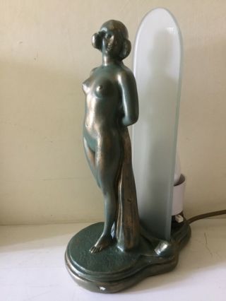 Art Deco Plaster Nude Lady Figure Lamp