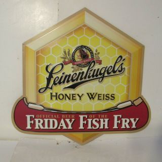 Leinenkugel’s Honey Weiss Friday Fish Fry Tin Bar Beer Sign Chippewa Princess