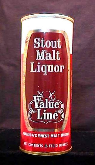 Value Line Stout Malt Liquor Half Quart Mid 1960 