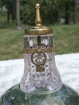 Antique Glass Glue Pot Paste Jar Art Nouveau Beauty