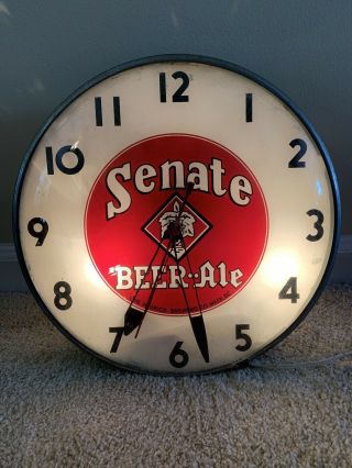 Very Rare Senate Beer Ale Glass Face Clock Washington Dc Lighted 15inch