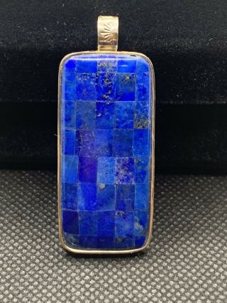 VTG Native American DOUBLE SIDED - LAPIS LAZULI OPAL INLAY STERLING SILVER PENDANT 2