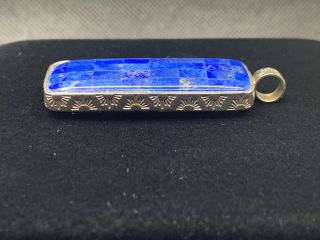 VTG Native American DOUBLE SIDED - LAPIS LAZULI OPAL INLAY STERLING SILVER PENDANT 3