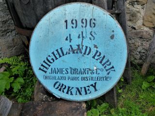 Highland Park Orkney 24 " Whisky Barrel Lid Cask End Ready For Display From 1996