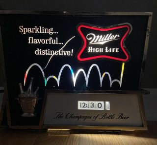 1960’s Miller High Life Lighted Bouncing Ball Motion Beer Sign With Clock