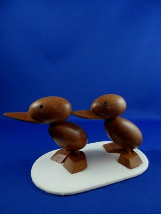 Vintage Mcm Danish Modern Teak Wood Duck Figurines