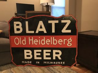 Large Blatz Beer Double Sided Porcelain Sign