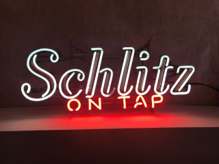 Vintage Schlitz Beer On Tap Neon Sign 1968 - Flashing -