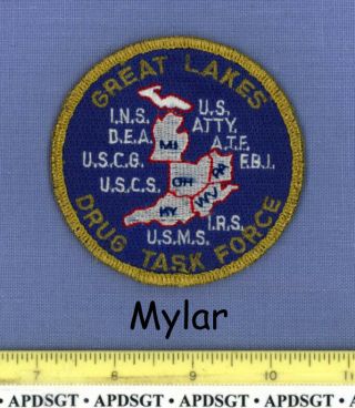 Great Lakes Drug Task Force Federal Police Patch Dea Ins Usms Fbi Atf Michigan,