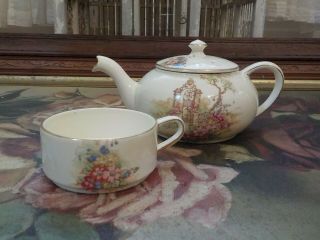 Vintage Royal Winton Tea Pot And Cup Teapot Gateway Pattern Great Cond