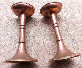 Arts And Crafts Copper Candle Sticks Pair Smaller Type