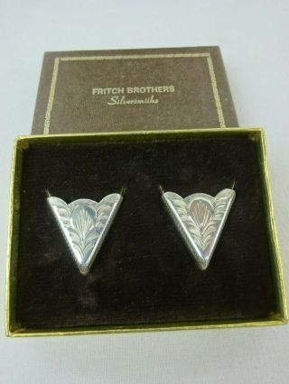 Vintage Fritch Brothers Sterling Silver Western Collar Tips