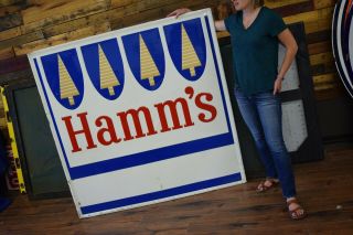 Large Hamms Beer Sign Vintage Embossed Metal Advertising Pub Bar Stout Sign