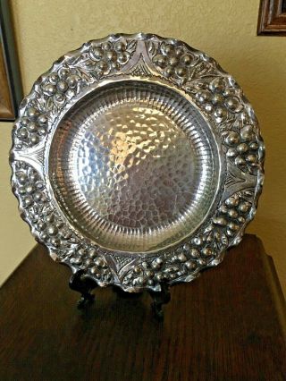 Arts And Crafts Style Silver Plated,  10 Inch Plate,  No Maker Marks