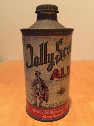 Jolly Scot Ale 12 Oz.  Irtp J Spout Cone Top Beer Can Harrisburg,  Pa.  Grade 1 -