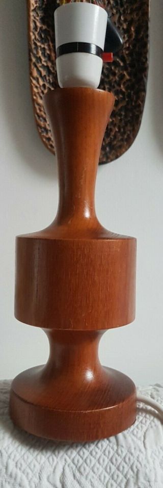 Mid Century Modern Sculptural Teak Wood Lamp Base Hand Turned.