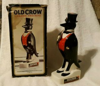 Vintage Old Crow Ceramic Figurine Whiskey Decanter
