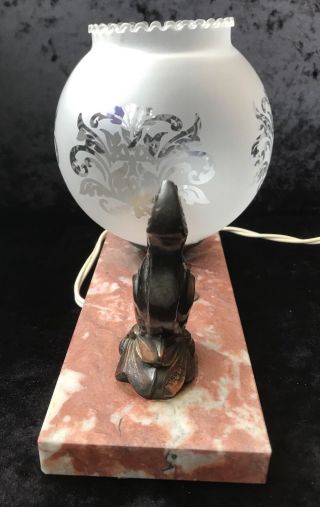 French Art Deco Marble Mood Lamp With Copper Squirrel 3