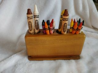 Solid Wood Crayon Pen Pencil Holder Mid Century Modern Oregon Myrtle Wood Office