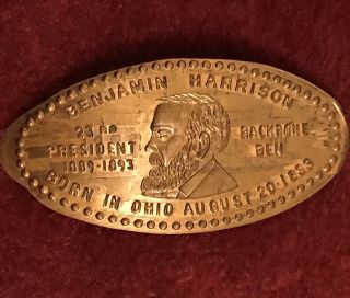 Backbone Ben Benjamin Harrison 23rd President 1889 - 1893 Elongated 1959 Penny