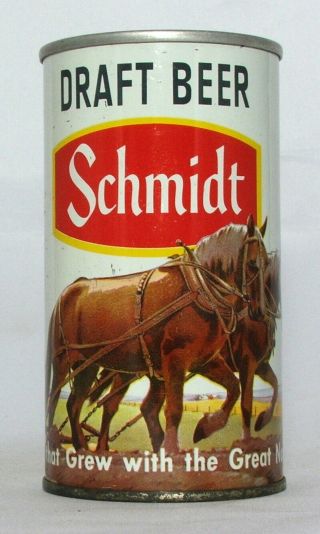 Schmidt Draft Beer " Plow Horses " 12 Oz.  Pull Top Beer Can - St.  Paul,  Minn.