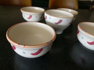 5 TREASURE CRAFT USA TAOS CHILI BOWLS SALSA CUP SOUTH WESTERN MEXICO PEPPERS 2