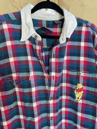 Vintage Disney Winnie The Pooh Flannel Button Up Shirt 3