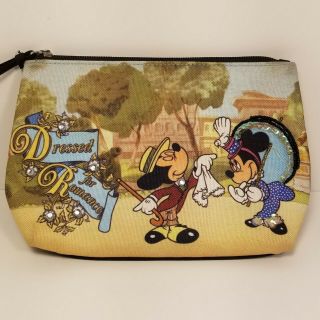 Disney Cosmetic Makeup Bag Mickey And Minnie " Dressed For Romance " Beads Sequins