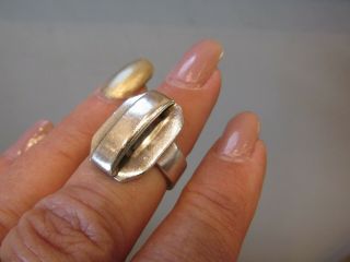 Vintage Signed Antonio Reina Modernist Artisan Chunky Sterling Silver Ring Sz.  5