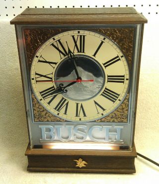 Rare Large Vintage Lighted Busch Beer Bar Clock,
