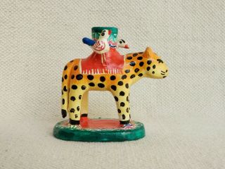 Vintage Mexican Folk Art Tiger Candle Holder Pottery Mexico Animal Tree Of Life