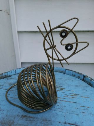 Vintage Richard Galef Mid Century Brass Wire Cat/mouse Letter Holder