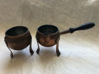 Vintage Arts & Crafts Hammered Copper Pitcher And Bowl - Creamer And Sugar?