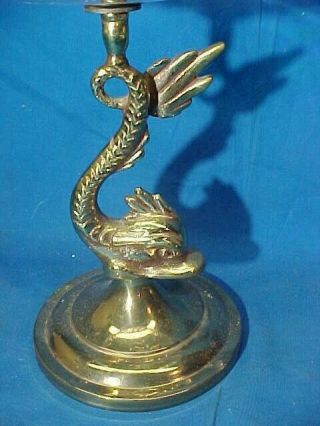 Vintage VICTORIAN Style BRASS Figural DOLPHIN Base GLASS COMPOTE 2
