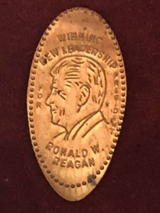 Ronald W Reagan Winning Leadership Elongated Coin 1973 - D Copper Penny 1 Cent 2